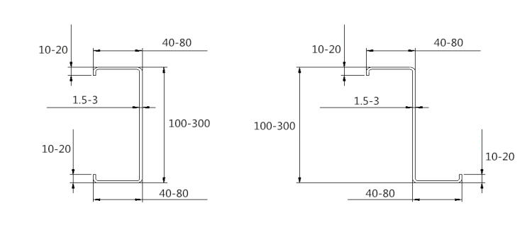 drawing profile of Cz interchange purlin roll forming machine