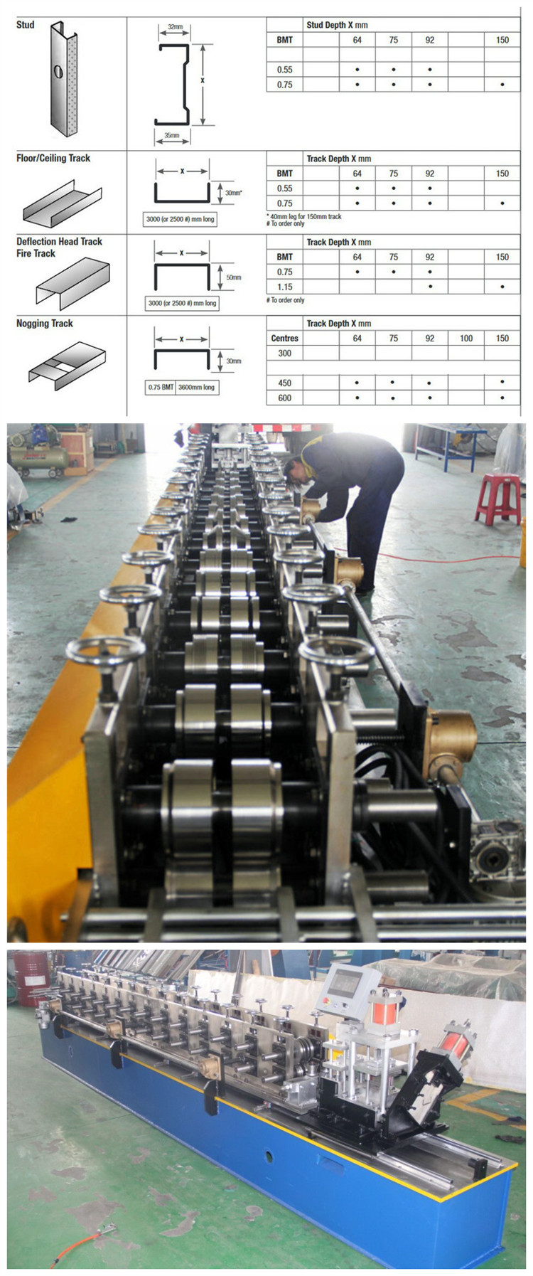 stud track roll forming machine