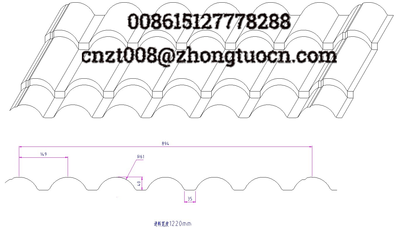 Model type roof sheet Glazed Tile Roll Forming Machine