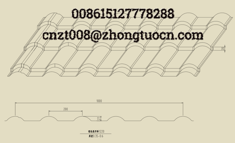 Model type roof sheet Glazed Tile Roll Forming Machine